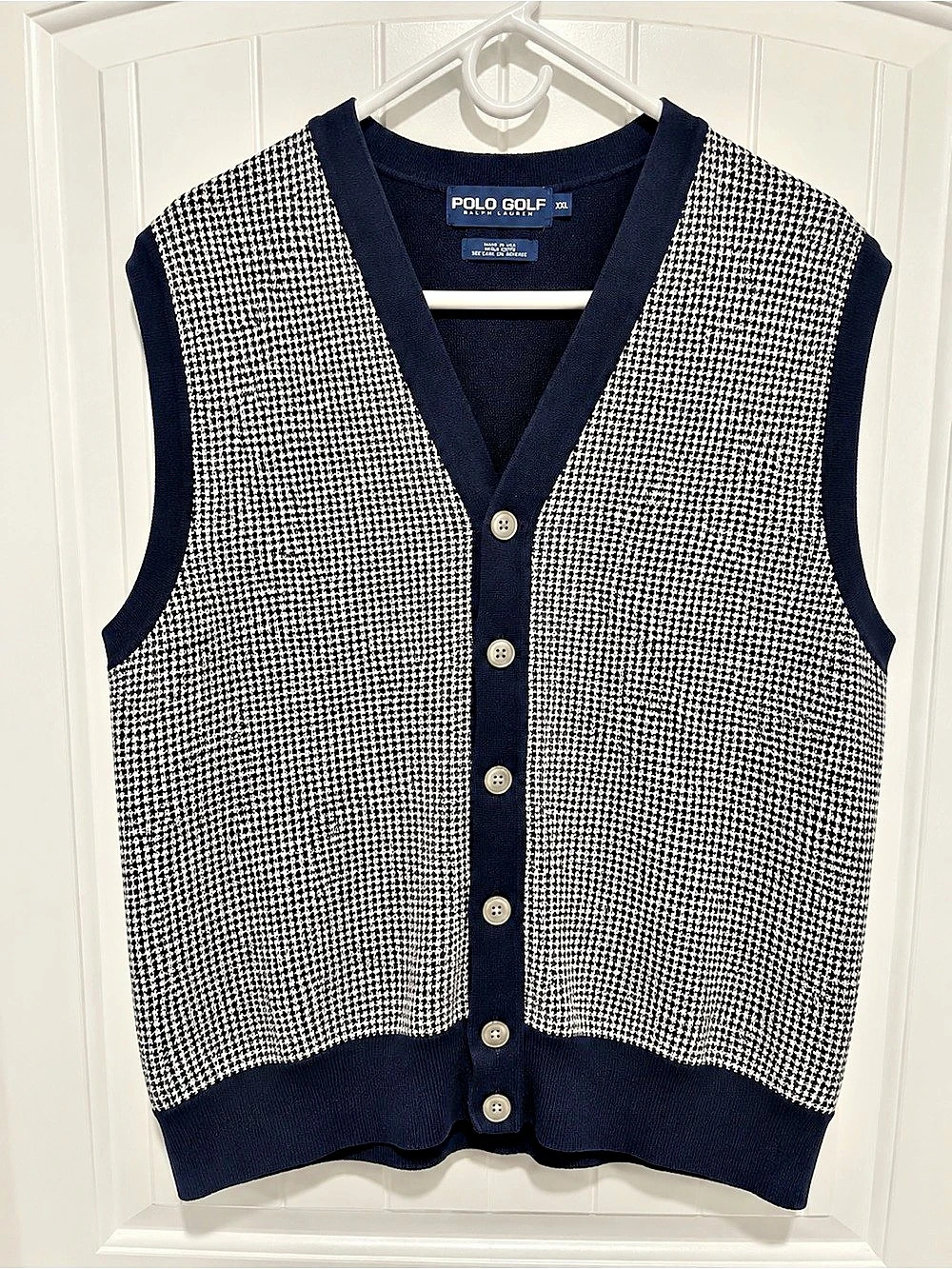 Vintage Polo Golf Ralph Lauren Houndstooth Sweater Vest XXL USA